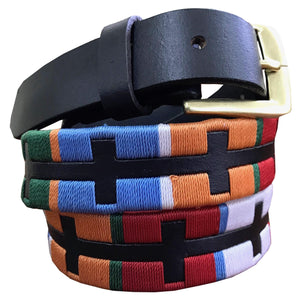 PIÑEIRO — Children's Polo Belt CARLOS DIAZ Boys Girls Kids Childrens Premium Unisex Brown Leather Embroidered Designer Gaucho Polo Belt