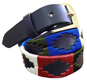 ELISA — Children's Polo Belt CARLOS DIAZ Boys Girls Kids Childrens Premium Unisex Brown Leather Embroidered Designer Gaucho Polo Belt