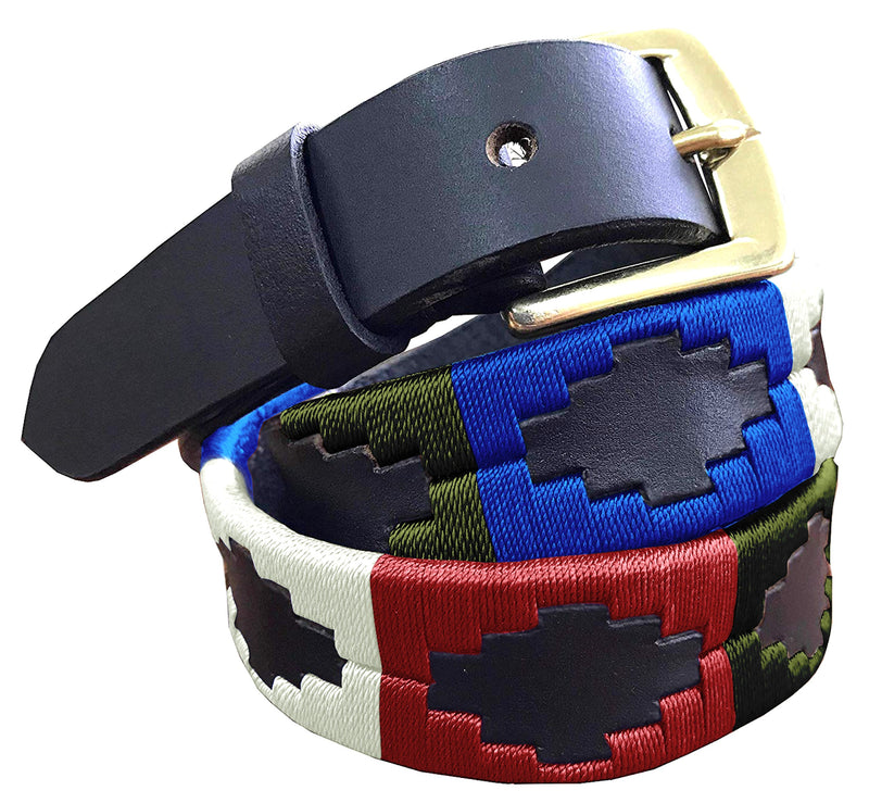 ELISA — Children's Polo Belt CARLOS DIAZ Boys Girls Kids Childrens Premium Unisex Brown Leather Embroidered Designer Gaucho Polo Belt