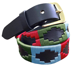 BARADERO — Children's Polo Belt CARLOS DIAZ Boys Girls Kids Childrens Premium Unisex Brown Leather Embroidered Designer Gaucho Polo Belt
