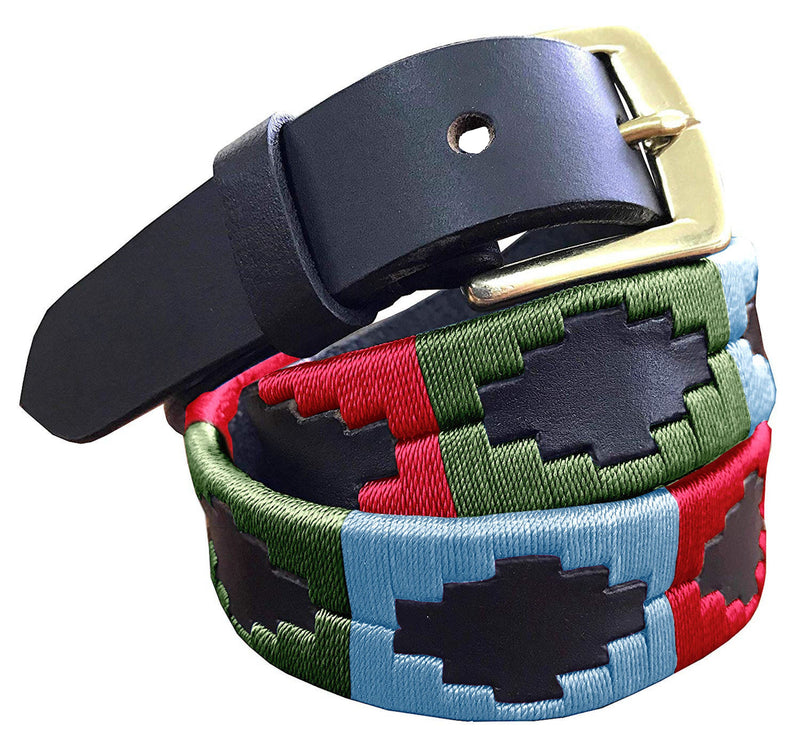 BARADERO — Children's Polo Belt CARLOS DIAZ Boys Girls Kids Childrens Premium Unisex Brown Leather Embroidered Designer Gaucho Polo Belt