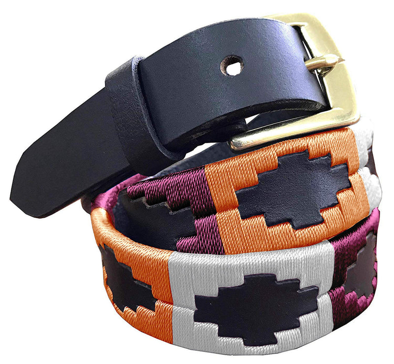 EL LIBERTADOR — Children's Polo Belt CARLOS DIAZ Boys Girls Kids Childrens Premium Unisex Brown Leather Embroidered Designer Gaucho Polo Belt