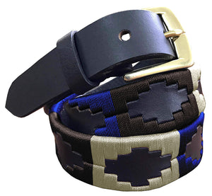 VEINTICINCO — Children's Polo Belt CARLOS DIAZ Boys Girls Kids Childrens Premium Unisex Brown Leather Embroidered Designer Gaucho Polo Belt