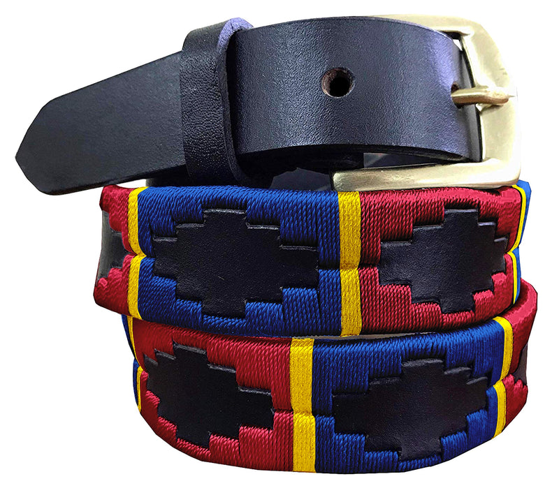 MARENO — Children's Polo Belt CARLOS DIAZ Boys Girls Kids Childrens Premium Unisex Brown Leather Embroidered Designer Gaucho Polo Belt
