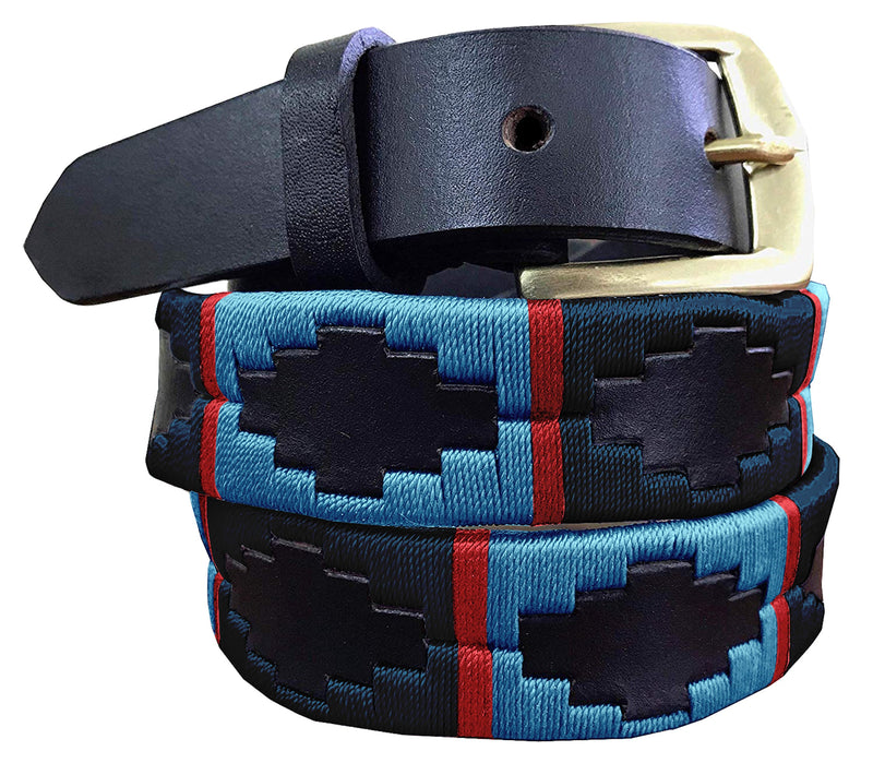 LOBOS — Children's Polo Belt CARLOS DIAZ Boys Girls Kids Childrens Premium Unisex Brown Leather Embroidered Designer Gaucho Polo Belt
