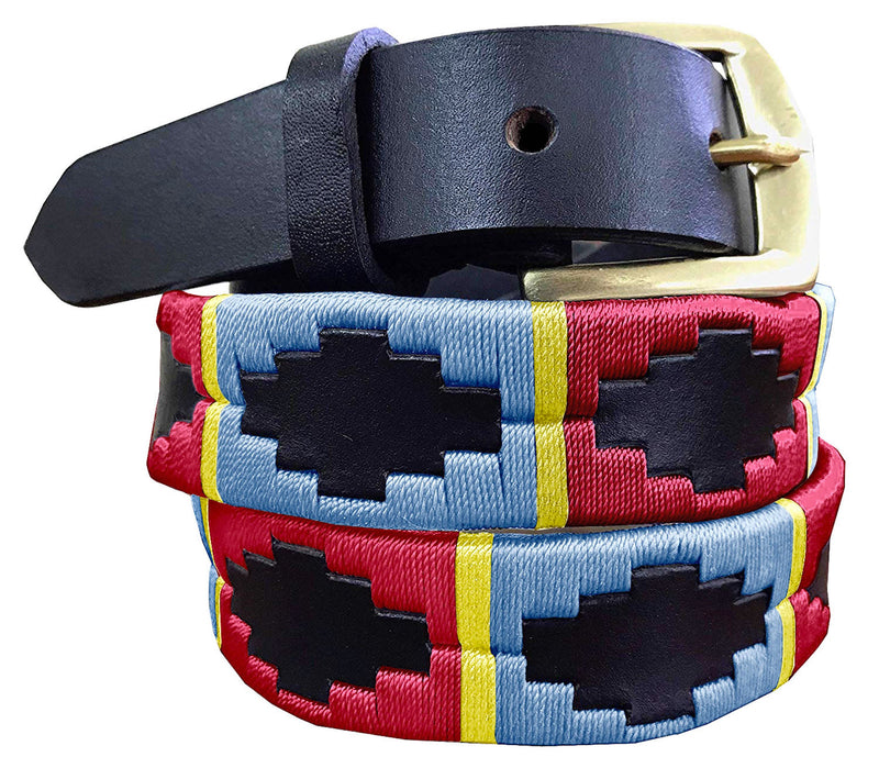 RÍO SALÍ — Children's Polo Belt CARLOS DIAZ Boys Girls Kids Childrens Premium Unisex Brown Leather Embroidered Designer Gaucho Polo Belt