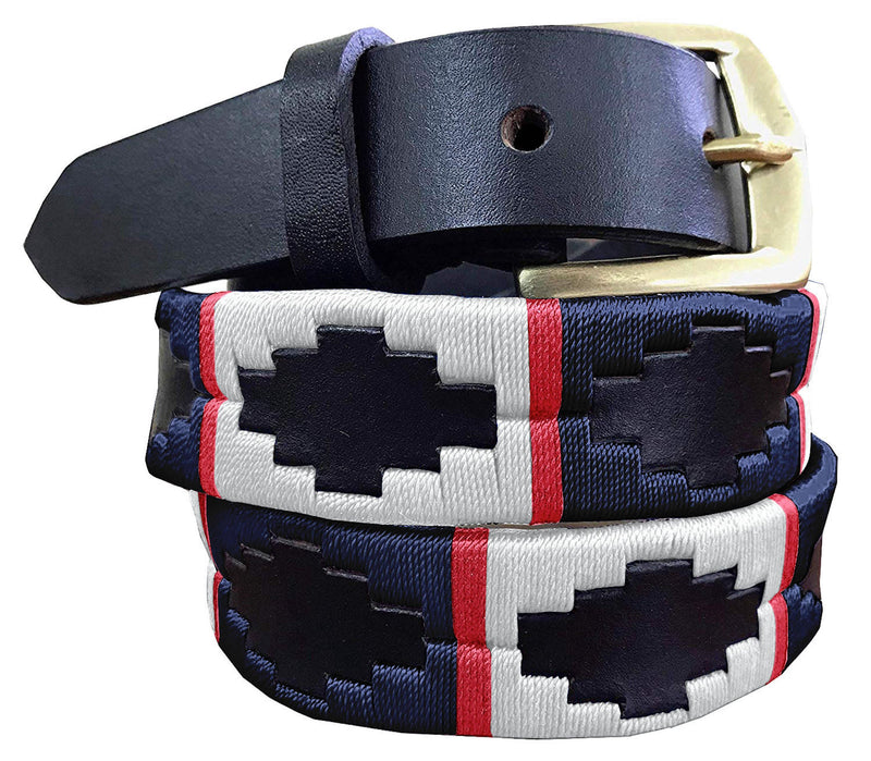 FEDERACIÓN — Children's Polo Belt CARLOS DIAZ Boys Girls Kids Childrens Premium Unisex Brown Leather Embroidered Designer Gaucho Polo Belt
