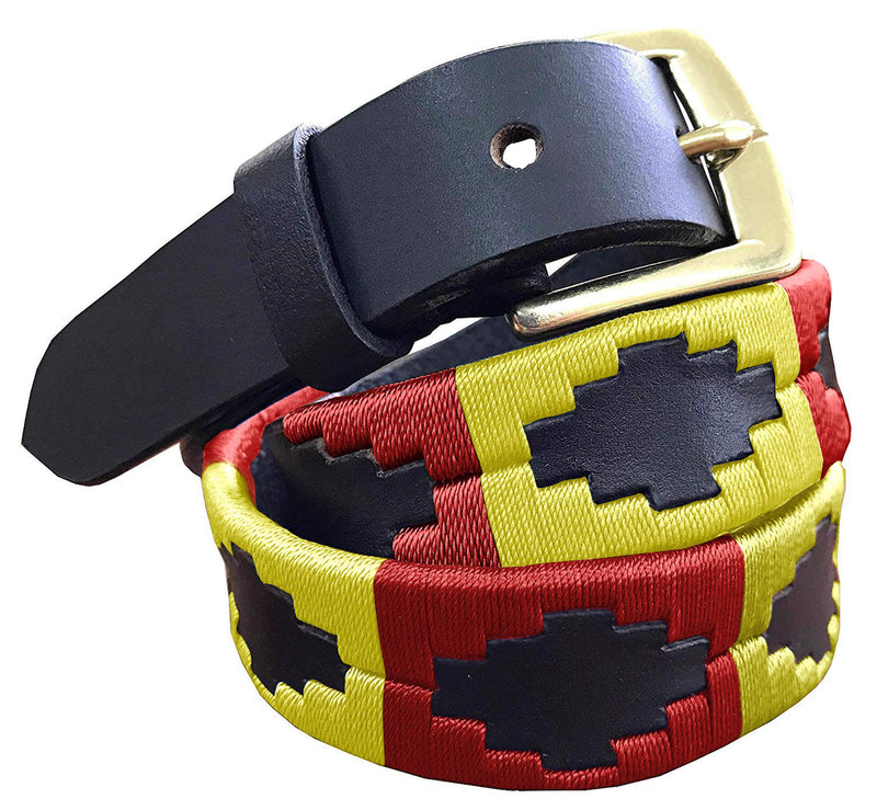 ANDALGALÁ — Children's Polo Belt CARLOS DIAZ Boys Girls Kids Childrens Premium Unisex Brown Leather Embroidered Designer Gaucho Polo Belt