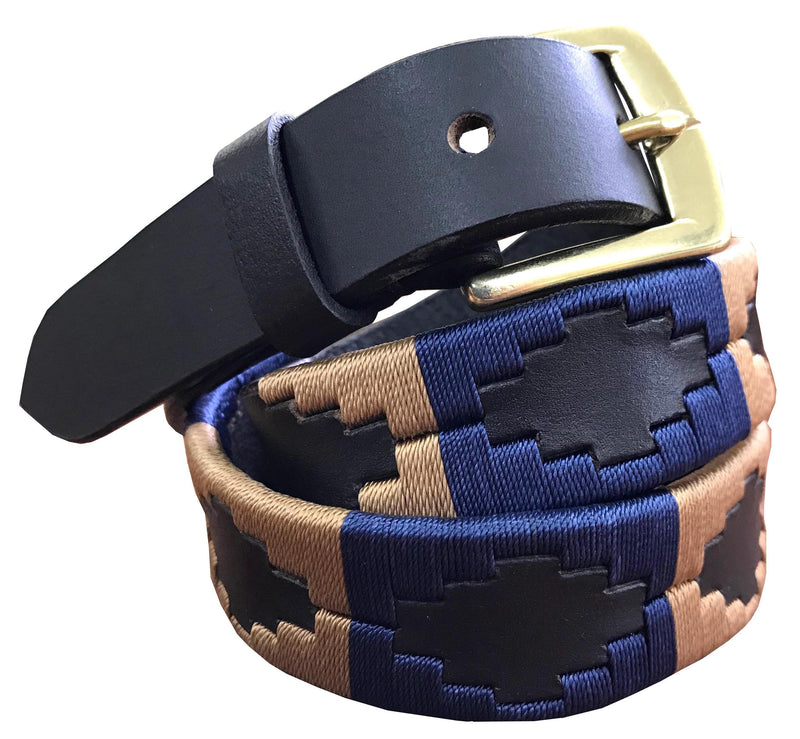 LAVALLE — Children's Polo Belt CARLOS DIAZ Boys Girls Kids Childrens Premium Unisex Brown Leather Embroidered Designer Gaucho Polo Belt