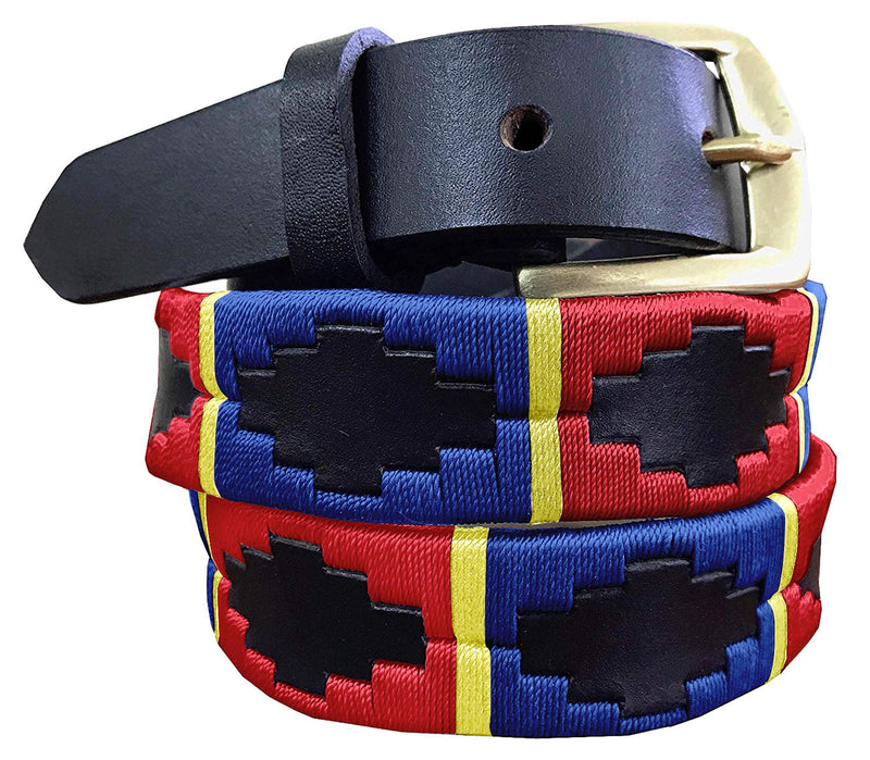 VIEJO — Children's Polo Belt CARLOS DIAZ Boys Girls Kids Childrens Premium Unisex Brown Leather Embroidered Designer Gaucho Polo Belt
