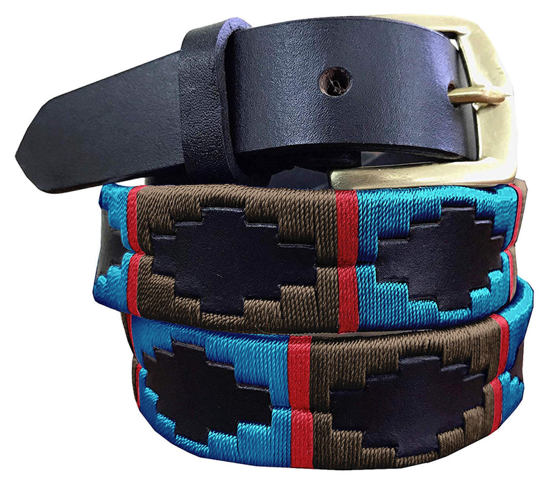 ALBARDÓN — Children's Polo Belt CARLOS DIAZ Boys Girls Kids Childrens Premium Unisex Brown Leather Embroidered Designer Gaucho Polo Belt