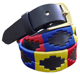 SAN JULIÁN — Children's Polo Belt CARLOS DIAZ Boys Girls Kids Childrens Premium Unisex Brown Leather Embroidered Designer Gaucho Polo Belt