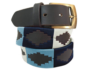 CARLOS DIAZ Mens Womens Premium Unisex Brown Leather Embroidered Designer Polo Belt
