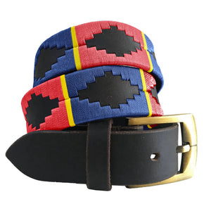 CARLOS DIAZ Mens Womens Premium Unisex Brown Leather Embroidered Designer Polo Belt