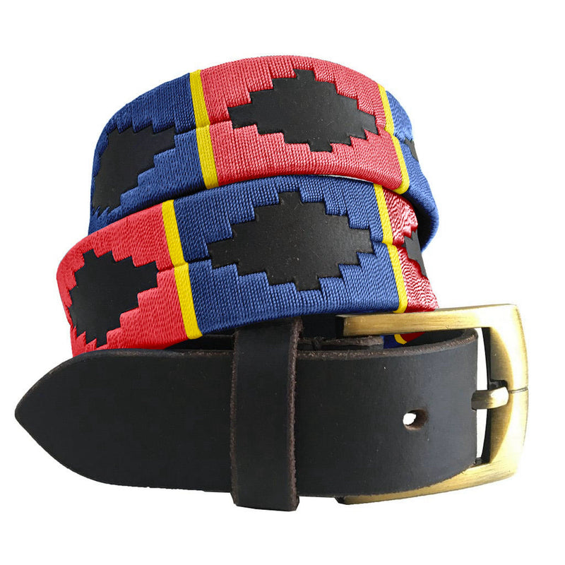 CARLOS DIAZ Mens Womens Premium Unisex Brown Leather Embroidered Designer Polo Belt