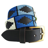 CARLOS DIAZ Mens Womens Premium Unisex Brown Leather Embroidered Designer Polo Belt