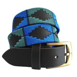 CARLOS DIAZ Mens Womens Premium Unisex Brown Leather Embroidered Designer Polo Belt
