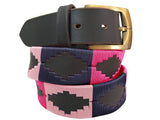 CARLOS DIAZ Mens Womens Premium Unisex Brown Leather Embroidered Designer Polo Belt