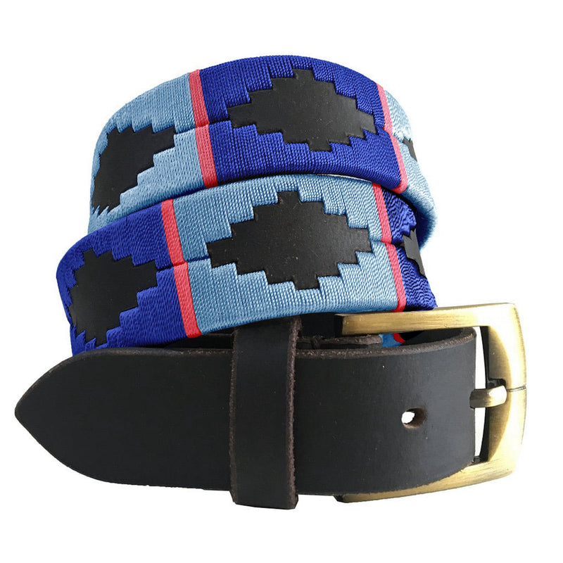 CARLOS DIAZ Mens Womens Premium Unisex Brown Leather Embroidered Designer Polo Belt