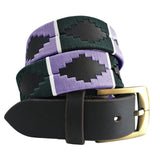 CARLOS DIAZ Mens Womens Premium Unisex Brown Leather Embroidered Designer Polo Belt