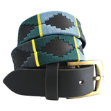 CARLOS DIAZ Mens Womens Premium Unisex Brown Leather Embroidered Designer Polo Belt