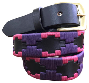 CHASCOMÚS - Children's Polo Belt CARLOS DIAZ Boys Girls Kids Childrens Premium Unisex Brown Leather Embroidered Designer Gaucho Polo Belt