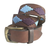 Carlos Diaz Mens Womens Unisex Argentinian Brown Leather Embroidered Polo Belt - Sync With Style - Polo Belts - Carlos Diaz  - 1